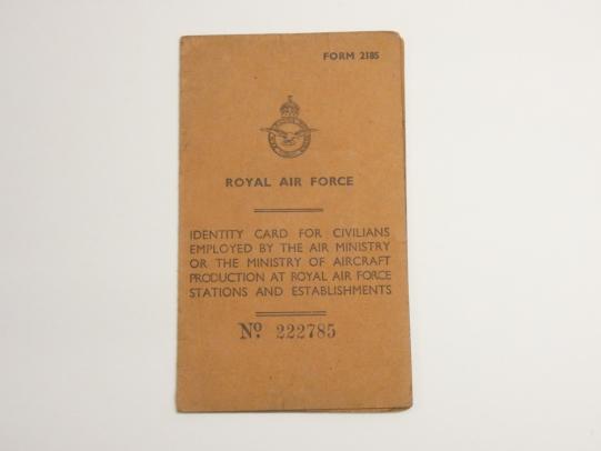 R.A.F Civilian Workers Identity Card - 1942