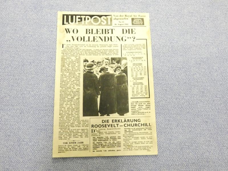 WW2 R.A.F.  Aerial Dropped Propaganda Leaflet. 1941