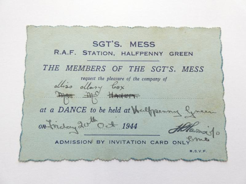 Dance Ticket - R.A.F Station, Halfpenny Green.
