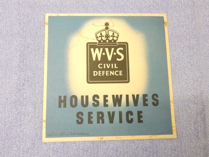 W.V.S Housewives Service Window Card