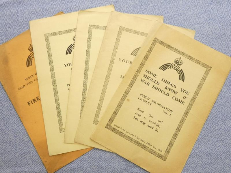 Set Of 5 Civil Defence Public Information Leaflets.