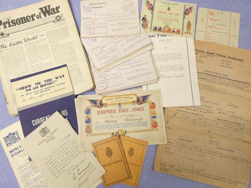 WWII P.O.W. Paperwork Grouping.
