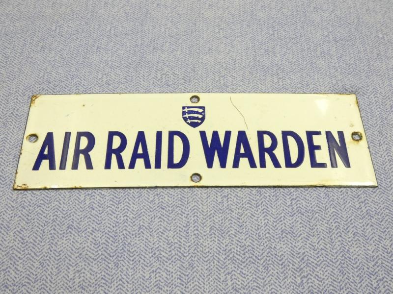 Essex Air Raid Warden Enamel Sign.