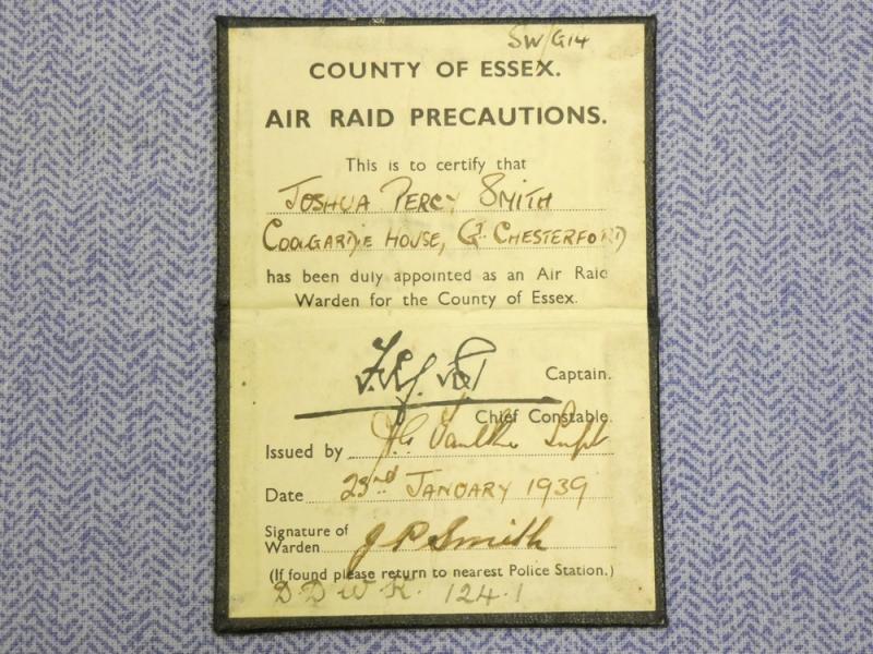 Essex Air Raid Warden Identification Card.