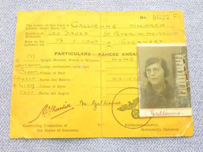 German Occupation Guernsey Civilian Identity Card.