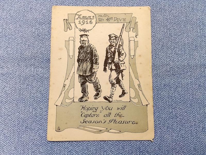 WWI 41st Division 1916 Xmas Card.